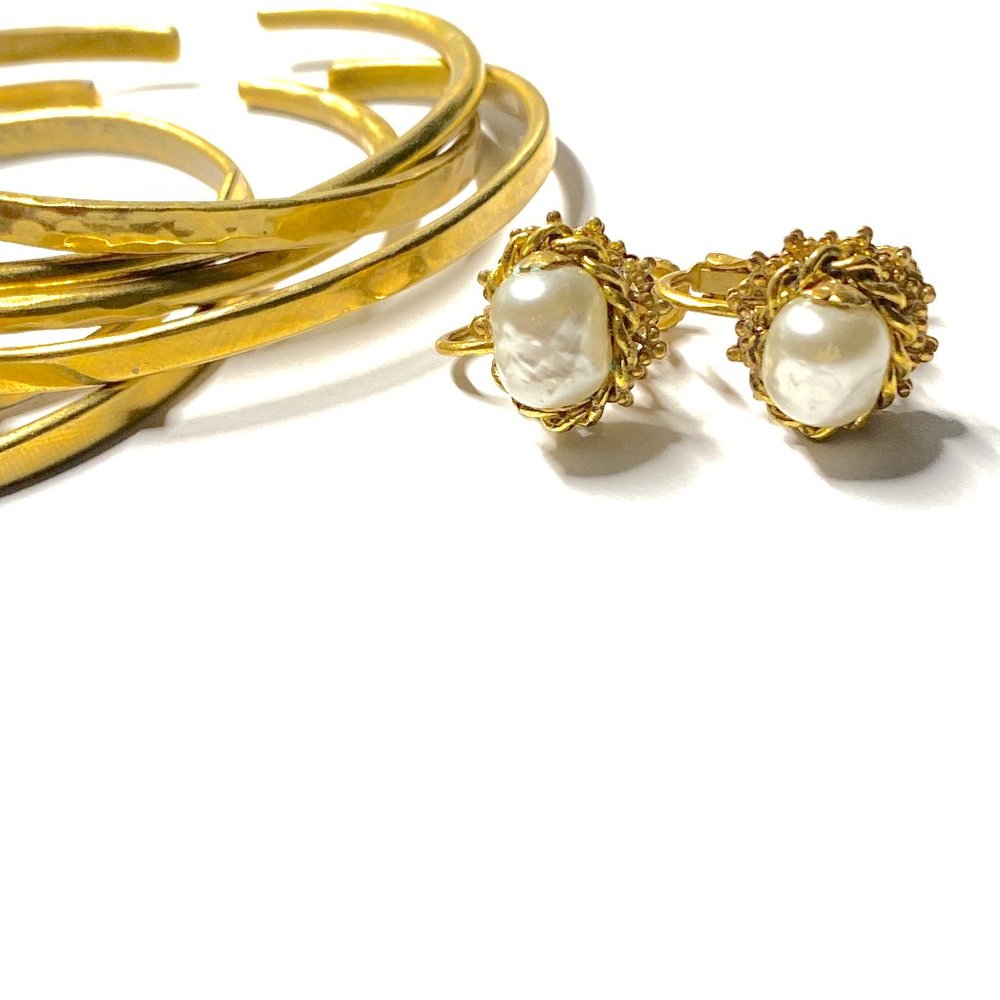Vintage Miriam Haskell Baroque Pearl Earrings